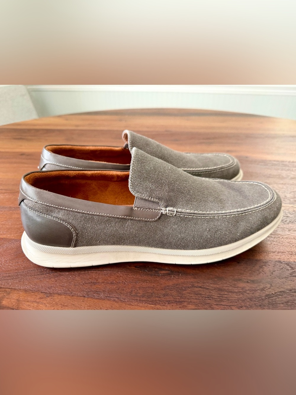 Florsheim Men's Size 12 Montigo Canvas Moc Gray Brown Slip On Ortholite Loafer